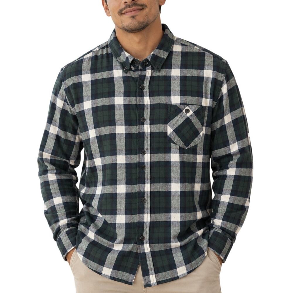 Weatherproof Vintage Green Navy Plaid Flannel L Cabincore Workwear